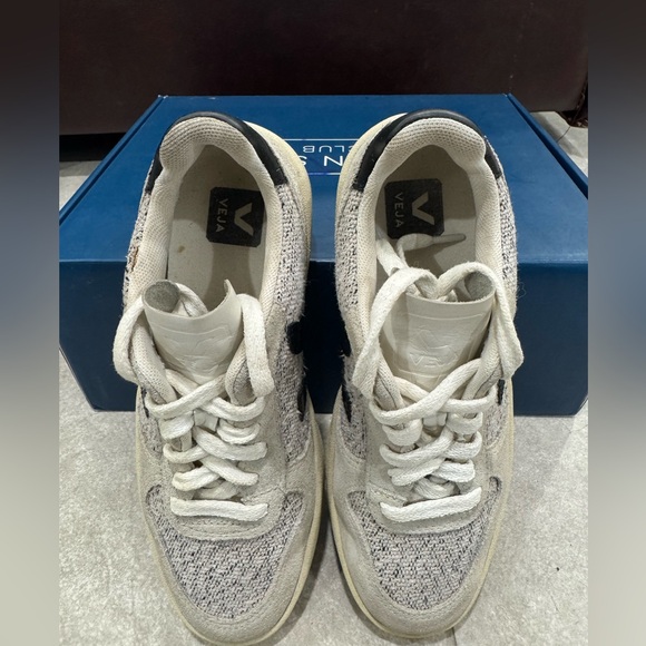 Veja V-10 Flannel Sneakers Shoes Snow Black - Picture 4 of 6